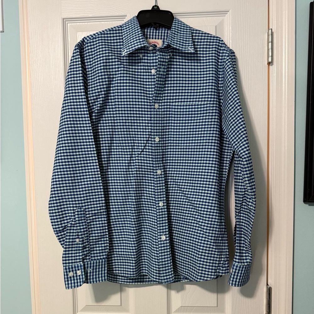 Brooks Brothers Red Fleece Navy Green Checkered Casual Shirt